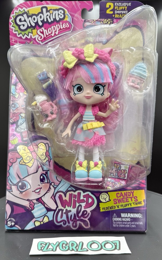 Shopkins Shoppies Wild Style Candy Sweets Doll Figure NIB Flocked N Fluffy Tribe