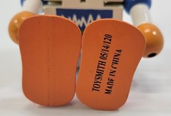 *B8) Toysmith Flexi Articulated Wooden Robot Toy Orange Blue White