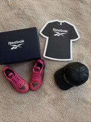 Reebok Pink Sneakers Black Hat &Shirt Sticker Zuru Sneakers Mini Bands