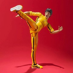 14cm Bruce Lee Articulated Action Figure Yellow Jumpsuit Kung Fu Toy
