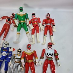Lot of 10 Vintage Mighty Morphin Power Rangers Figures Red Green Blue Silver