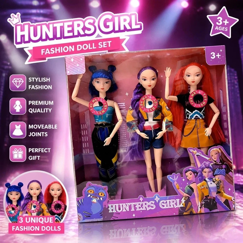 Kpop Devil Hunters Dolls Cosplay Collectible Figure Toy Anime 3 Doll Set* USA *