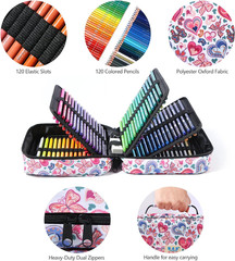 120 Colored Soft-Core Coloring Pencils Set, Coloring Book and Portable Storage B