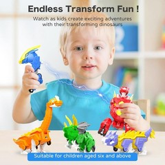 Educational 5-in-1 Dinosaur Robot Action Figures – Safe, Fun & Creative Play