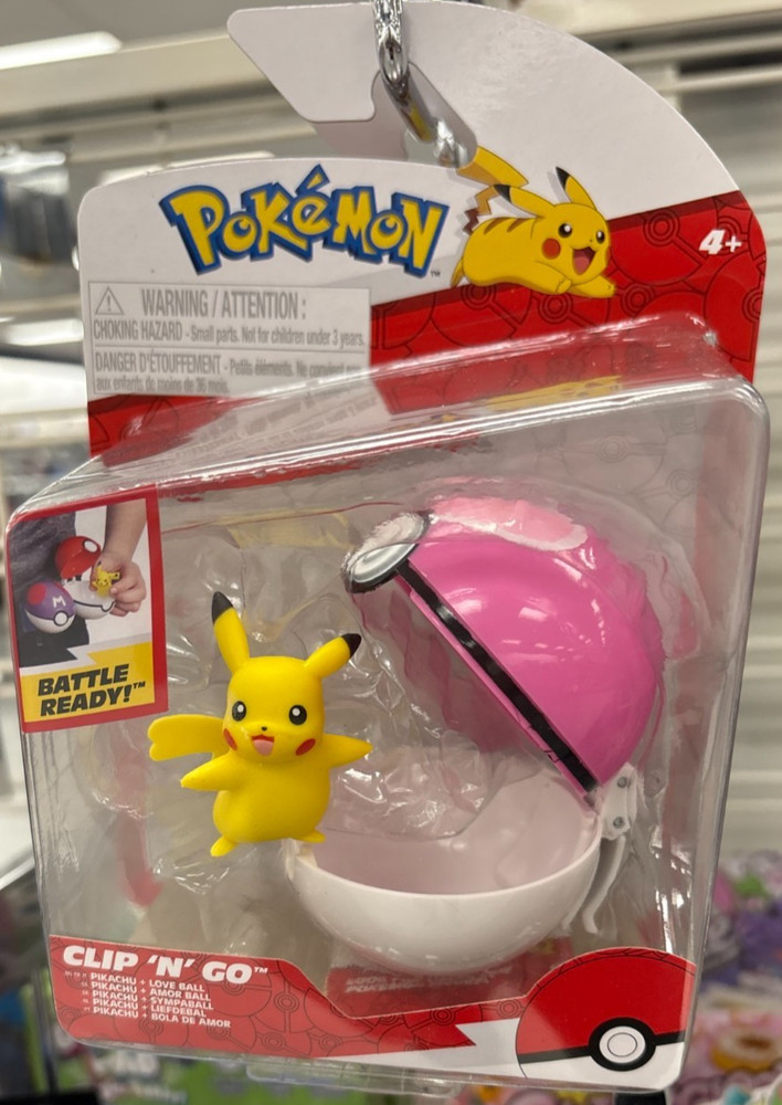 Pokemon Pikachu with Love Ball Clip ‘N’ Go Figure Battle Ready Jazwares NIB