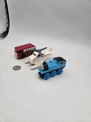 Thomas Friends Wooden Railway Train Tank Bertie Bus Harold Helicopter Lot x3 EUC