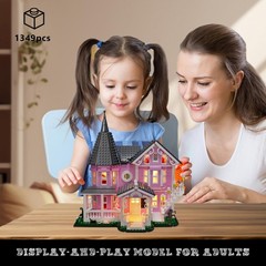 Pink Palace House Building Set with Lights, Halloween Haunted One Size