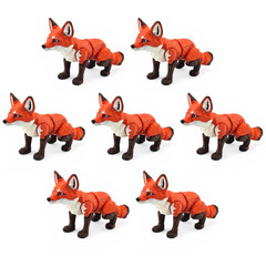 7 PCS Articulated Fox Toys 6.75″ USA Made, 3D Printed Fidget Desk Animal Figures