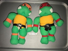 1989 Ace Novelty Toy Teenage Mutant Ninja Turtles Raphael Mikey 8in Plush TMNT