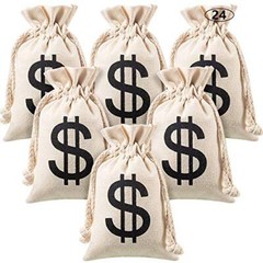 24 Pack Dollar Sign Drawstring Bag for Halloween Party Favors Cowboy Cosplay