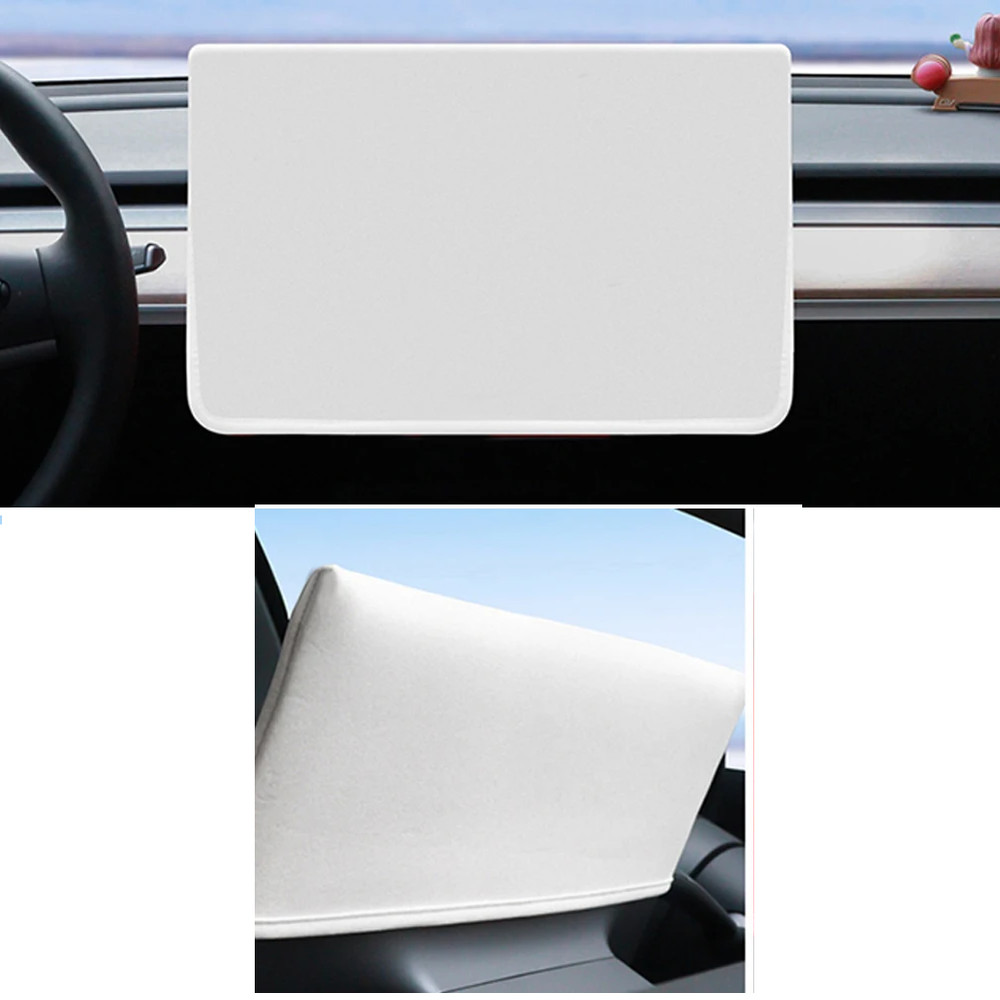 Tesla Model 3, Y Center Screen Slip On Sunshade Center Screen Protector, White