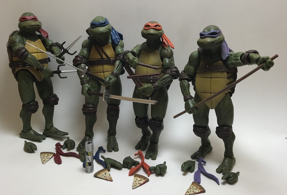 NECA TMNT Movie Raph Mikey Leo Donnie Lot Of 4 Figures, 7” Inch Tall
