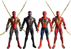 4PCS Spider Hero Action Figures Set, 7 Inch Movable Superhero Figurines with Dis