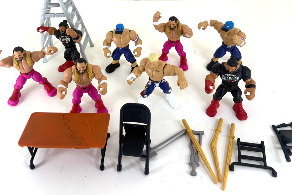 Lot 8 WWE Wrestlemania Mattel Knuckle Crunchers John Cena Seth Roman Reigns 3″
