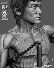 Bruce Lee Bust | 3D Printed Wicked | Unpainted | Fan Made| 1:6 Scale