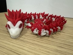 3D Printed, 3D Articulated Dragon 24in Glow In The Dark Red / White Dual Color