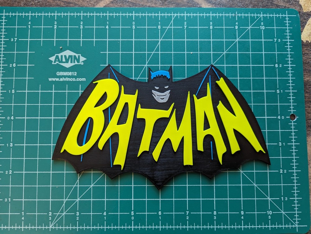Batman cape logo 3D printed 1966 TV show classic wall mount display