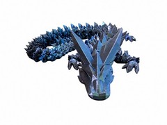 Blue Crystal Dragon Articulated 3D Printed Flexi Dragon Fidget Toy