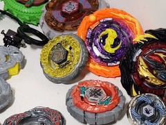 Lot of Vintage Beyblades, Spinners, Launchers Parts Metal Plastic Rubber