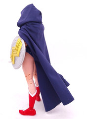 SU-MF-HC-WW-DB: Wired Hooded Dark Blue Fabric Cape for McFarlane Wonder Woman