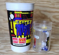 Vtg 1990 Dick Tracy Rad Rollers Action Marbles McDonalds & Small Drink Cup LOT