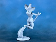 Action Figure witch on a broom 60mm Resin Figure. Tabletop Miniature