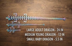 Large 24″ Articulated Rainbow Dragon Figure – Multi-Color 3D Printed Plastic, In