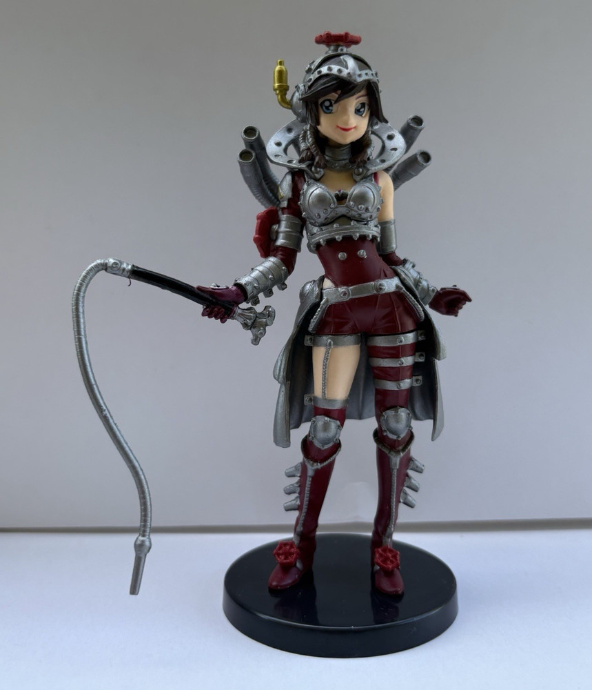Female Warrior Action Figure Red & Silver Plastic w/ Whip & Display Stand