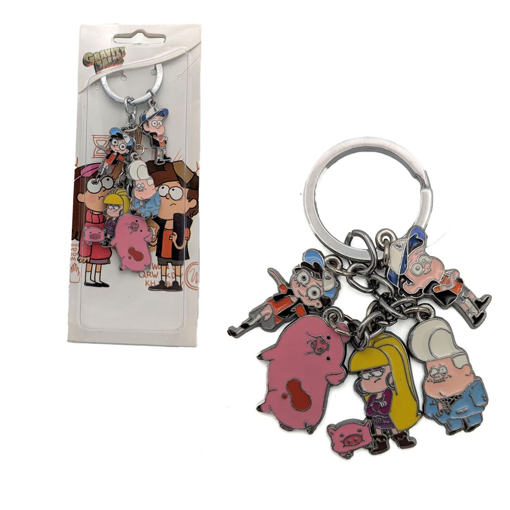 DIPPER MABEL PACIFICA STAN & WADDLES Gravity Falls 1.5 in. 5 Pcs. Key Chain Set