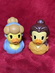 Disney Duckalooz Lot of 2 Just Play Rubber Ducks Belle Cinderella 3” Princess
