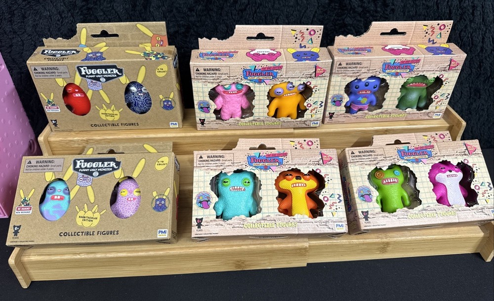 LOT Of 6 – 2 Pack FUGGLER Collectible Mini Figures Funny Ugly Monster Collection