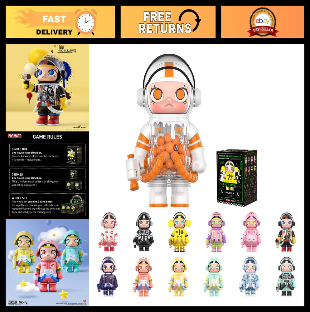 Blind Box Figures – POP MART Mega Space Molly 100% 2-B, Random Design Collectibl