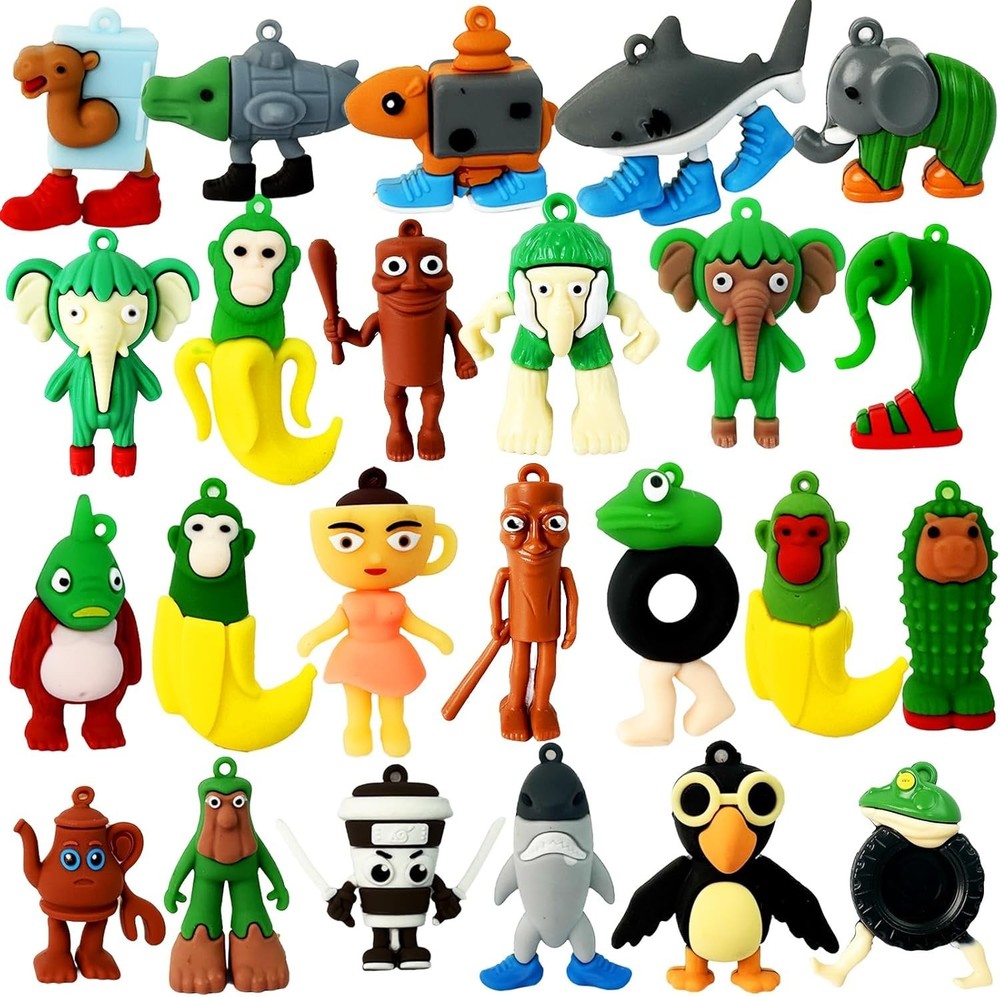 Italian Brainrot Action Figure 24PCS Tung Sahur Keychain Colourful