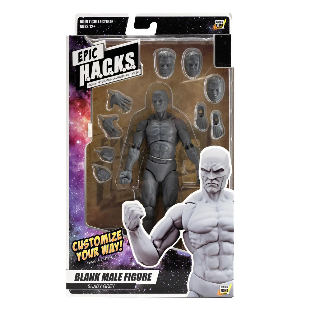 Shady Gray 1:12 EPIC HACKS Blank Male Action Figure 6″ Boss Fight