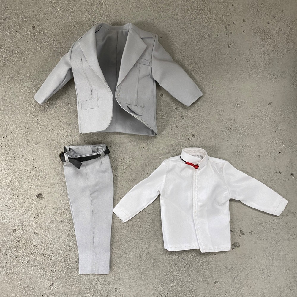 PB-SUIT-WWE-GRY: 1/12 custom Grey fabric Suit for 7″ WWE muscular body