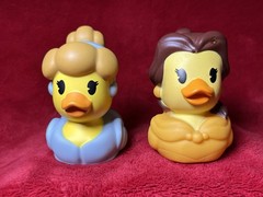 Disney Duckalooz Lot of 2 Just Play Rubber Ducks Belle Cinderella 3” Princess