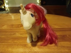Vintage Hasbro 1983 My Little Pony Moondancer Unicorn Pink And White With Stars