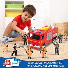 8 Pieces Firefighter Action Figures, Fireman Toys for 3 4 5 6 7+ Year Old Boys,