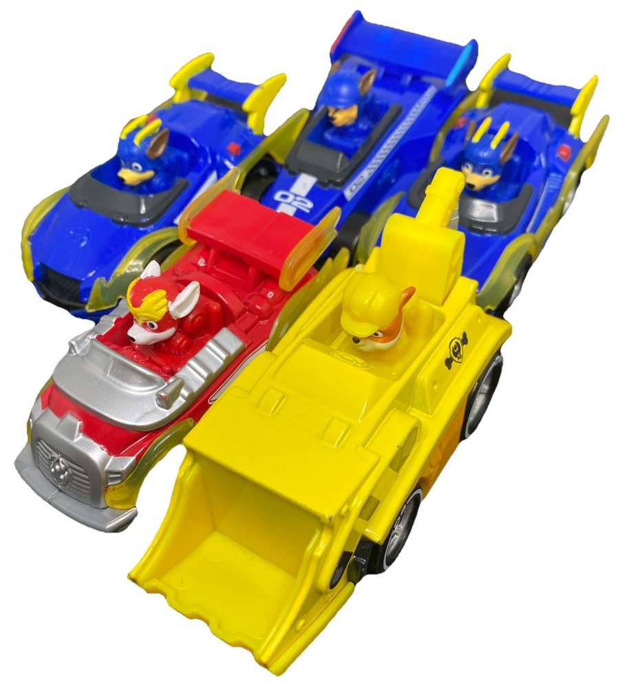 Paw Patrol Car Chase Rubble Marshall Police Fire Truck Construction Lot Of 5