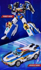 Metal Cardbot W Grand Blue Leon Blue Cop W Blaion Transforming Robot Car Toy Set