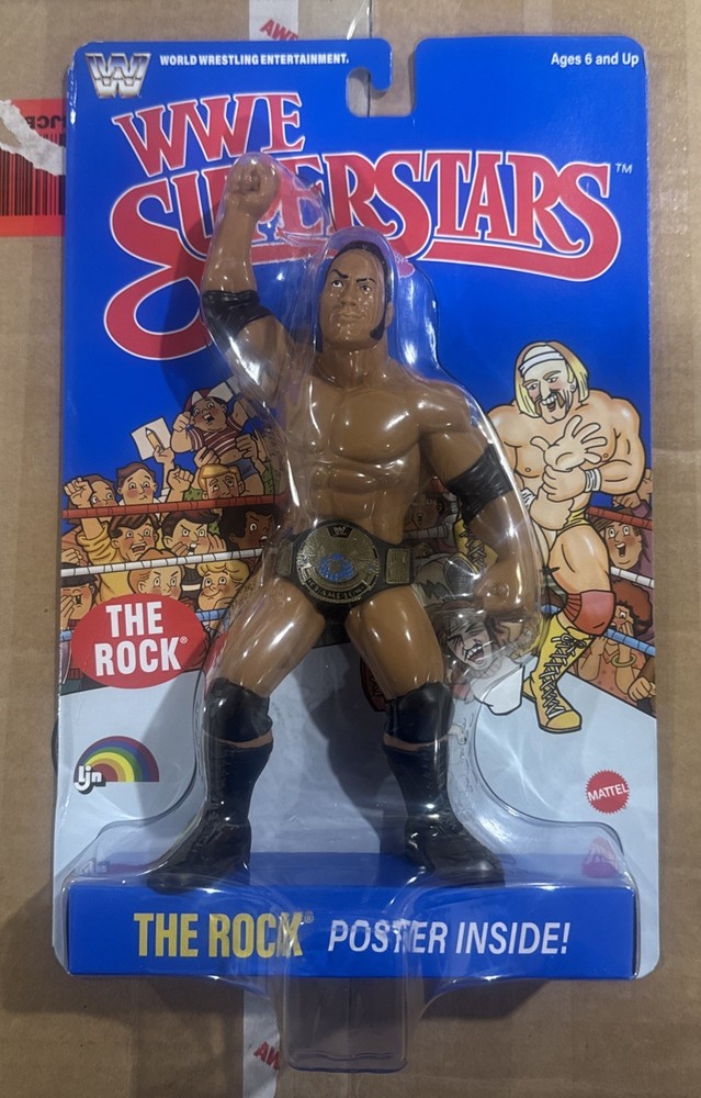 WWE Superstars – LJN – Series 3 – The Rock Blue Poster Inside!