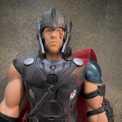 Thor Marvel Plastic/Fabric Action Figure Black Armor w/ Red Cape, Blue Sword