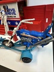 Vintage 1973 IDEAL EVEL KNIEVEL SCRAMBLE VAN SET W/ RAMP,BIKE,TRAILER,