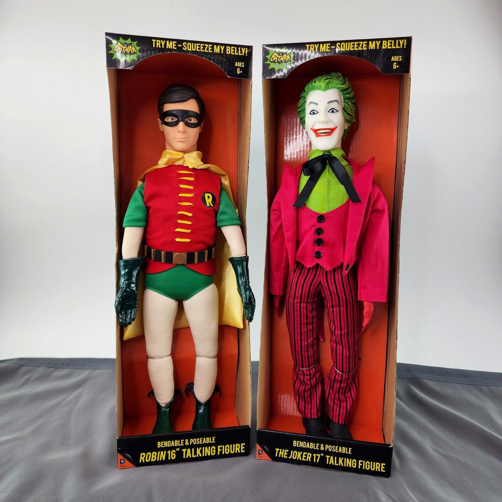 Batman 1966 Classic TV Series THE JOKER & ROBIN 17″ Talking Figure Set DC NEW