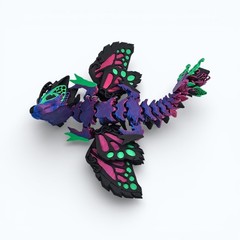 Lot 3 Baby Fae Wolf Dragon Toys Articulated 3D Printed Fantasy Fidget Pets- 8.5″