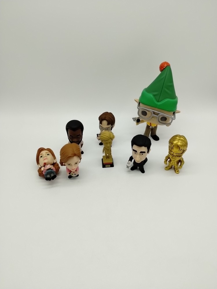 The Office Mini Figures Phatmojo – Lot of 7- GOLD DWIGHT & One Funko Elf Figure