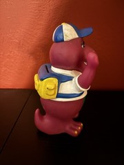Vtg 1992 Lyons Group 7″ Barney Purple Dinosaur Coin Piggy Bank Back to School