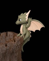 Garden Scout Baby Dragon Planter – 16.5cm Fantasy Tree Stump Pot | 3D Printed