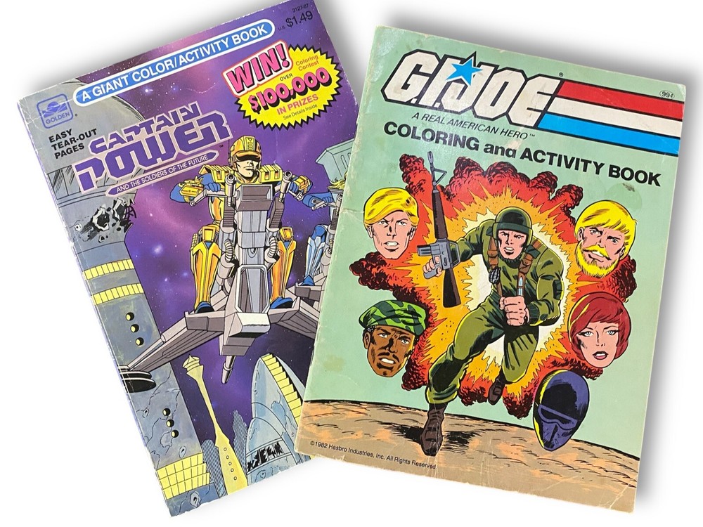 1982 Gi Joe Coloring Book & Captain Power Coloring Book 1987 Lot of 80s
