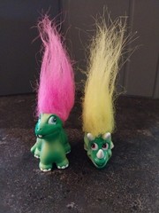Lot Of 2-Land Of The Trolls-Troll O Saurus+Green Dinosaur